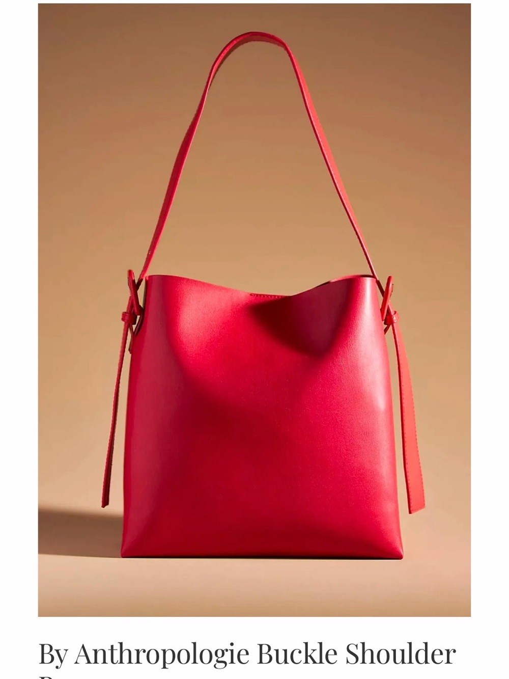 Anthropologie Vibrant Red Bucket Shoulder Bag
